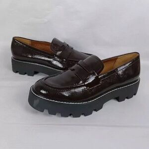 Franco Sarto Glossy Burgundy-Chocolate Loafers